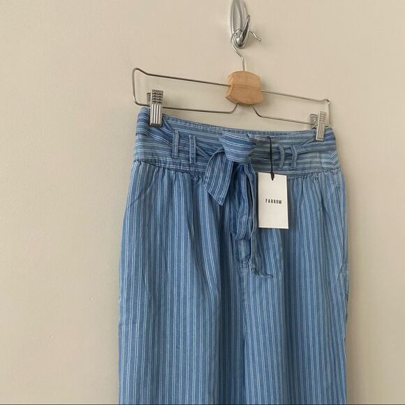 FARROW-CORRINE Pinstripe Relaxed High Rise Tie Waist Trouser (Small) - Picture 5 of 10